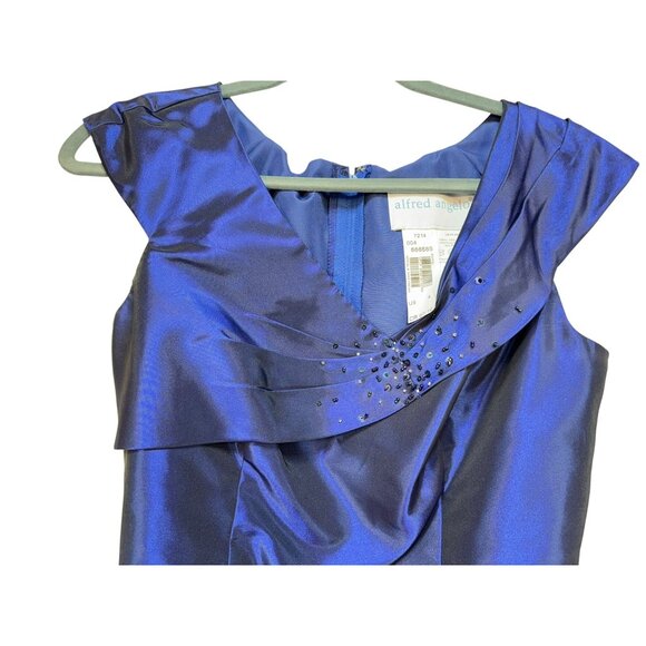 Alfred Angelo Peplum Evening Blouse & Skirt Set Size 4 Midnight Royal Blue Belte - Picture 4 of 16